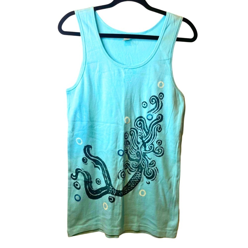 Women's Light Teal Tank Top with mermaid Graphic